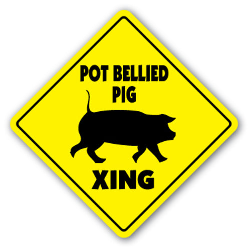 Pot Bellied Pig Crossing Vinyl Decal Sticker