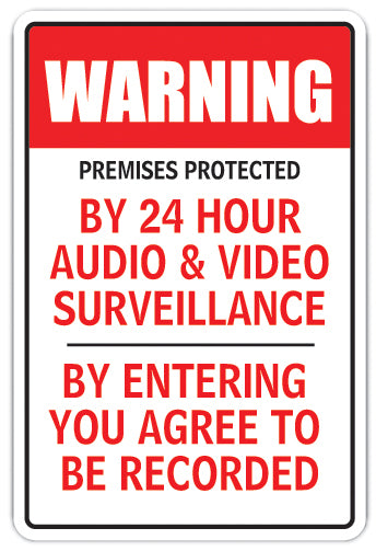 Premises Protected By 24h Audio & Video Vinyl Decal Sticker