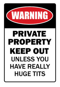 PRIVATE PROPERTY Huge Boobs Novelty Sign