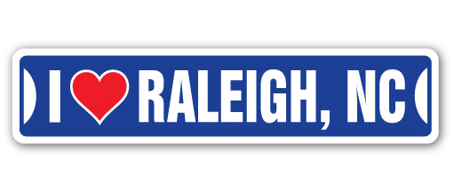 I Love Raleigh, North Carolina Street Vinyl Decal Sticker