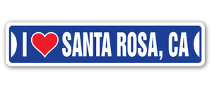 I Love Santa Rosa, California Street Vinyl Decal Sticker