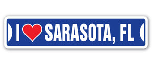 I Love Sarasota, Florida Street Vinyl Decal Sticker