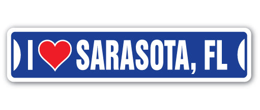 I Love Sarasota, Florida Street Vinyl Decal Sticker