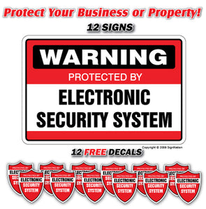 SECURITY SYSTEM SIGN ~12 Signs & 12 Free Decals~ alarm 24 Hour protection