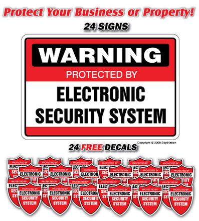 SECURITY SYSTEM SIGN ~24 Signs & 24 Free Decals~ alarm 24 Hour protection