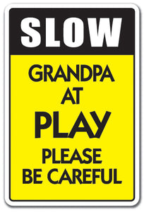 Slow Grandpa At Play Vinyl Decal Sticker