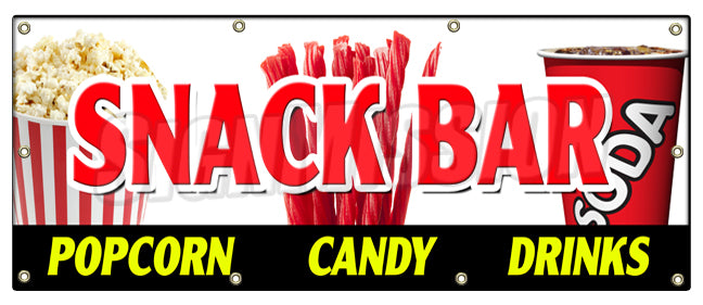 Snack Bar Candy Popcorn Banner