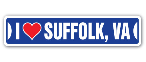 I LOVE SUFFOLK, VIRGINIA Street Sign