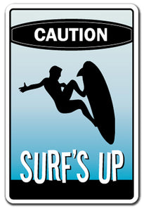 Surf's Up Caution Vinyl Decal Sticker