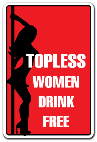 Topless Women Drink Free Vinyl Decal Sticker