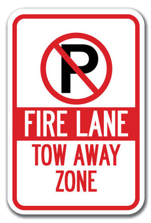 Fire Lane Tow-Away Zone with ''P'' symbol