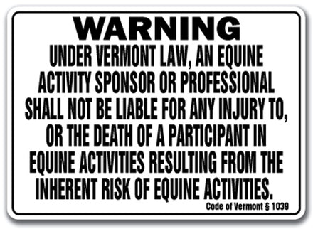 VERMONT Equine Sign