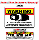 SECURITY CAMERA ~1 Sign & 3 Free Decals~ alarm signs Property 24 Hour protection