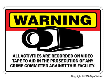 SECURITY CAMERA SIGNS ~Sign~burglar video warning Property 24 Hour protection