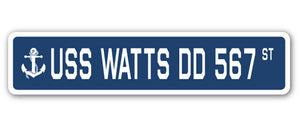 USS WATTS DD 567 Street Sign