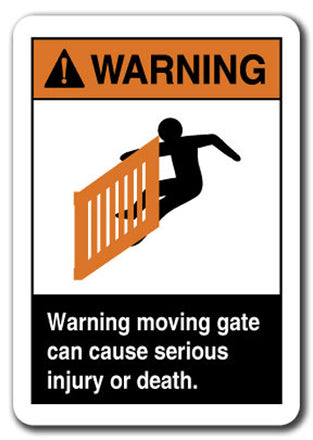 Warning Sign - Warning Moving Gate Can Cause Serious Injury