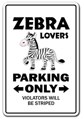 Zebra Lovers Parking Vinyl Decal Sticker